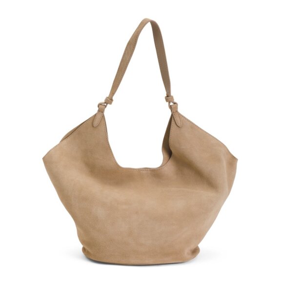 VIOLA CASTELLANI CAPPUCCINO Made In Italy Suede Oval Bottom Hobo